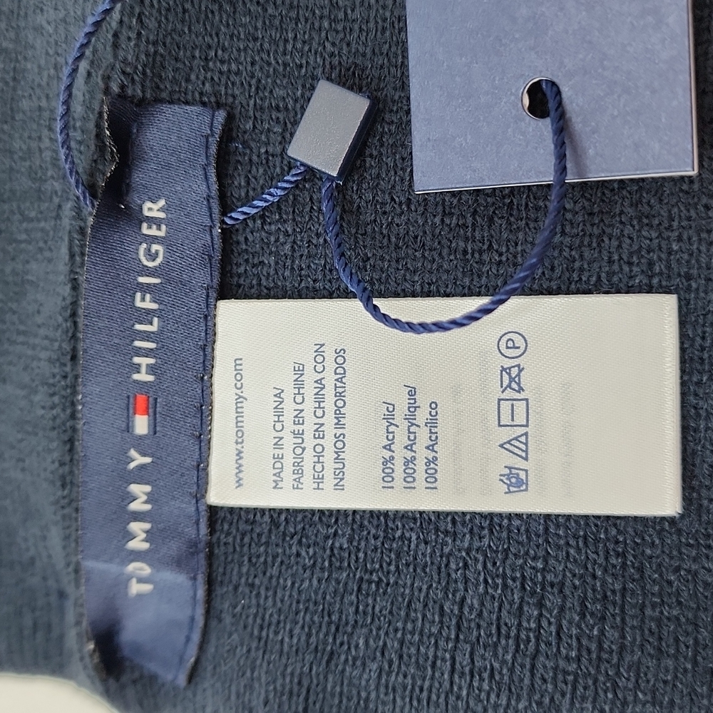TOMMY HILFIGER HAT BEANIE , NAVY, UNISEX - Picture 8 of 9